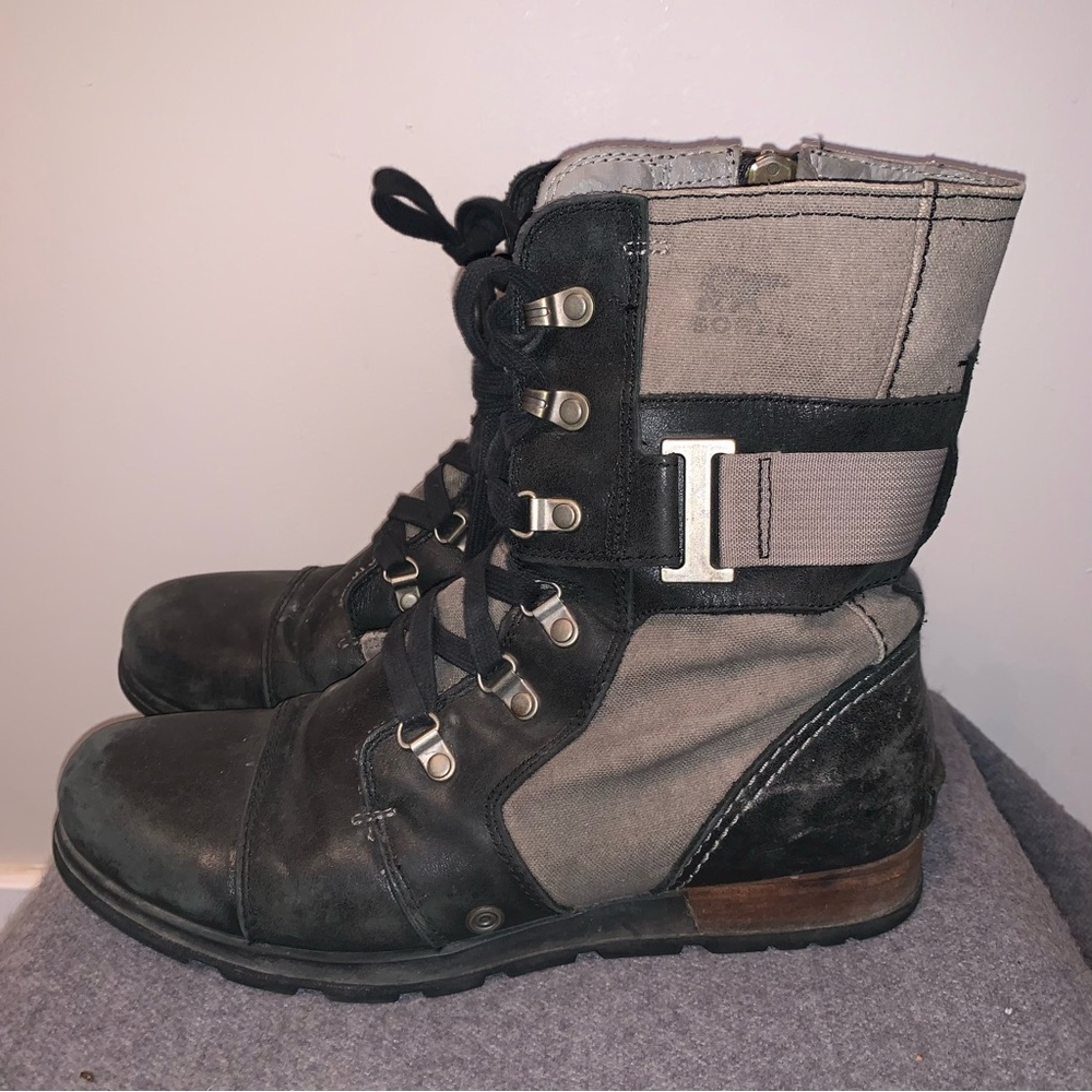 Sorel Major Carly Lace-Up Boots Black Grey 10 - Picture 7 of 11